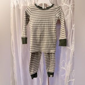 Lulu & Roo Striped Olive Green and White Pajamas